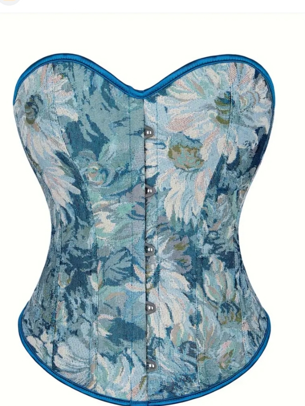 Vintage Style Renaissance Floral Bustier Tapestry Lace Up Y2K Boned Corset Top L
